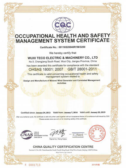 occupational health and safety management system certificate